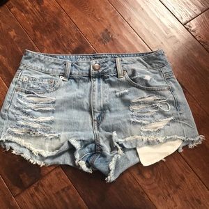 American Eagle High Rise Ripped Denim Shorts